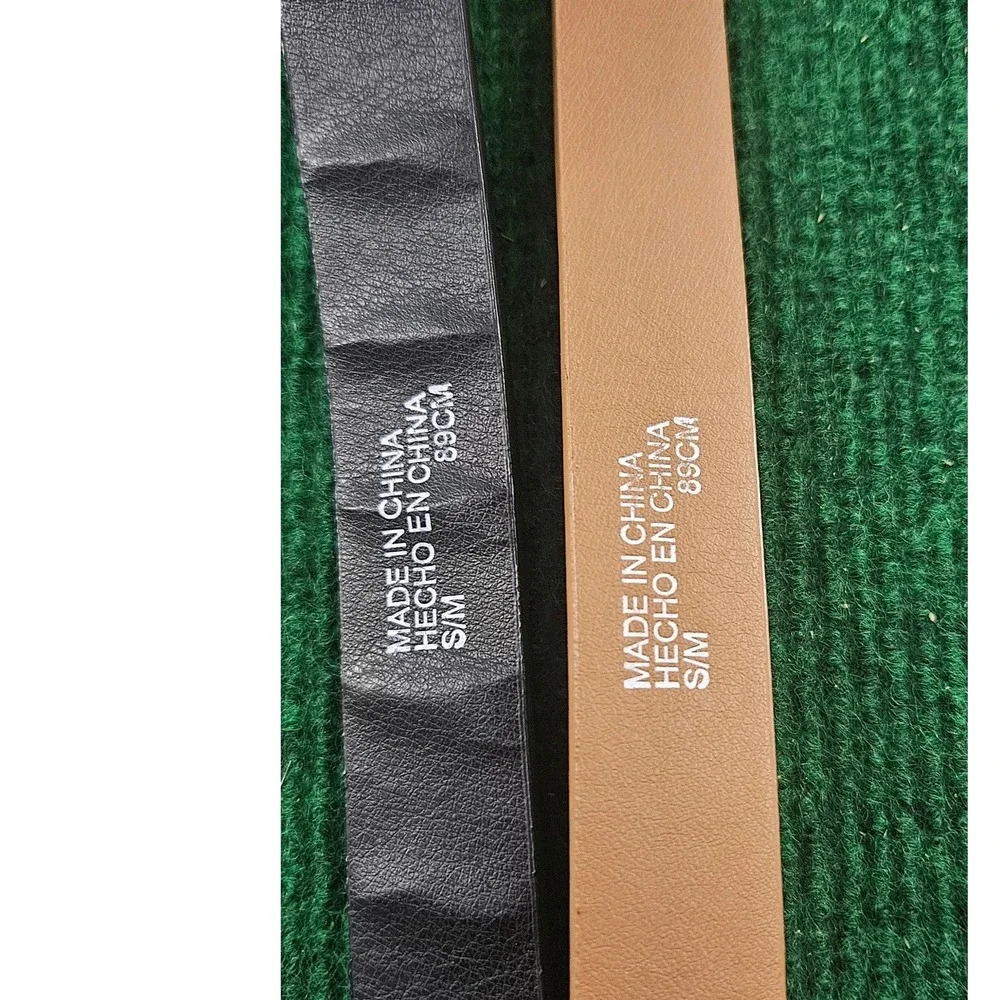 Forever 21 Belts‎ 2-Pack Skinny Black and Tan Double Ring Size S/M New